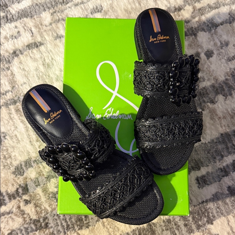 Sam Edelman Black Beaded Sandals